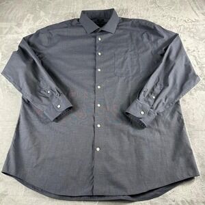 Pronto Uomo Button Up Shirt Mens 18.5 36 37 Tall Blue-Gray Business Professional